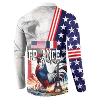 French-American Heritage Month Button Sweatshirt National Flags Style with Rooster and Bald Eagle - Wonder Print Shop