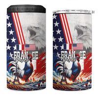 French-American Heritage Month 4 in 1 Can Cooler Tumbler National Flags Style with Rooster and Bald Eagle - Wonder Print Shop