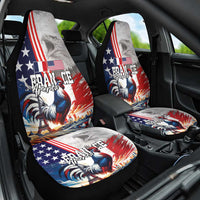 French-American Heritage Month Car Seat Cover National Flags Style with Rooster and Bald Eagle - Wonder Print Shop