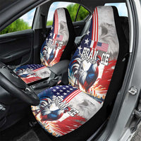 French-American Heritage Month Car Seat Cover National Flags Style with Rooster and Bald Eagle - Wonder Print Shop