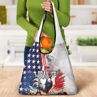 French-American Heritage Month Grocery Bag National Flags Style with Rooster and Bald Eagle - Wonder Print Shop