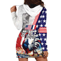 French-American Heritage Month Hoodie Dress National Flags Style with Rooster and Bald Eagle - Wonder Print Shop