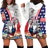 French-American Heritage Month Hoodie Dress National Flags Style with Rooster and Bald Eagle - Wonder Print Shop