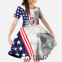 French-American Heritage Month Kid Short Sleeve Dress National Flags Style with Rooster and Bald Eagle - Wonder Print Shop