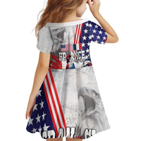 French-American Heritage Month Kid Short Sleeve Dress National Flags Style with Rooster and Bald Eagle - Wonder Print Shop