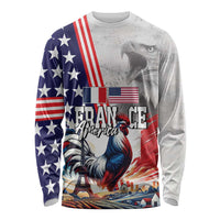 French-American Heritage Month Long Sleeve Shirt National Flags Style with Rooster and Bald Eagle - Wonder Print Shop