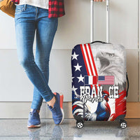 French-American Heritage Month Luggage Cover National Flags Style with Rooster and Bald Eagle - Wonder Print Shop
