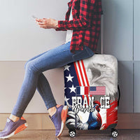 French-American Heritage Month Luggage Cover National Flags Style with Rooster and Bald Eagle - Wonder Print Shop