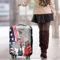 French-American Heritage Month Luggage Cover National Flags Style with Rooster and Bald Eagle - Wonder Print Shop