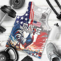 French-American Heritage Month Men Tank Top National Flags Style with Rooster and Bald Eagle - Wonder Print Shop