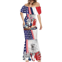 French-American Heritage Month Mermaid Dress National Flags Style with Rooster and Bald Eagle - Wonder Print Shop