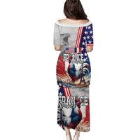 French-American Heritage Month Puletasi National Flags Style with Rooster and Bald Eagle - Wonder Print Shop