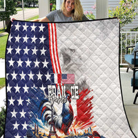 French-American Heritage Month Quilt National Flags Style with Rooster and Bald Eagle - Wonder Print Shop
