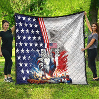 French-American Heritage Month Quilt National Flags Style with Rooster and Bald Eagle - Wonder Print Shop