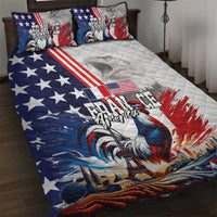 French-American Heritage Month Quilt Bed Set National Flags Style with Rooster and Bald Eagle - Wonder Print Shop