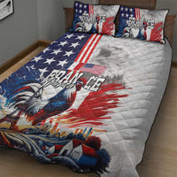 French-American Heritage Month Quilt Bed Set National Flags Style with Rooster and Bald Eagle - Wonder Print Shop