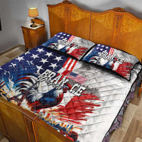 French-American Heritage Month Quilt Bed Set National Flags Style with Rooster and Bald Eagle - Wonder Print Shop