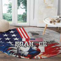 French-American Heritage Month Round Carpet National Flags Style with Rooster and Bald Eagle - Wonder Print Shop