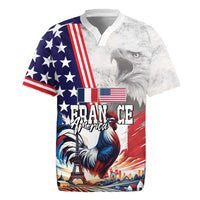 French-American Heritage Month Rugby Jersey National Flags Style with Rooster and Bald Eagle - Wonder Print Shop