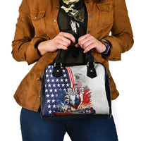 French-American Heritage Month Shoulder Handbag National Flags Style with Rooster and Bald Eagle - Wonder Print Shop