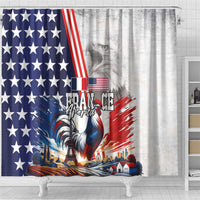 French-American Heritage Month Shower Curtain National Flags Style with Rooster and Bald Eagle - Wonder Print Shop