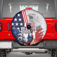 French-American Heritage Month Spare Tire Cover National Flags Style with Rooster and Bald Eagle - Wonder Print Shop