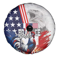 French-American Heritage Month Spare Tire Cover National Flags Style with Rooster and Bald Eagle - Wonder Print Shop