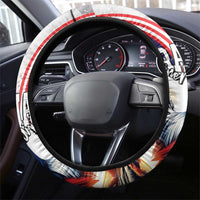 French-American Heritage Month Steering Wheel Cover National Flags Style with Rooster and Bald Eagle - Wonder Print Shop