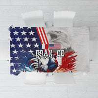 French-American Heritage Month Tablecloth National Flags Style with Rooster and Bald Eagle - Wonder Print Shop