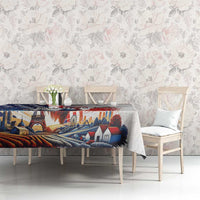 French-American Heritage Month Tablecloth National Flags Style with Rooster and Bald Eagle - Wonder Print Shop