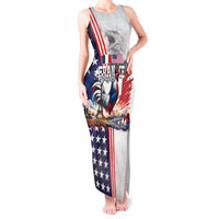 French-American Heritage Month Tank Maxi Dress National Flags Style with Rooster and Bald Eagle - Wonder Print Shop