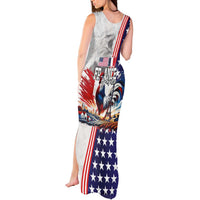 French-American Heritage Month Tank Maxi Dress National Flags Style with Rooster and Bald Eagle - Wonder Print Shop