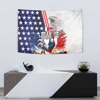 French-American Heritage Month Tapestry National Flags Style with Rooster and Bald Eagle - Wonder Print Shop