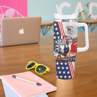 French-American Heritage Month Tumbler With Handle National Flags Style with Rooster and Bald Eagle - Wonder Print Shop
