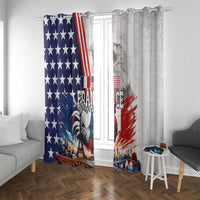 French-American Heritage Month Window Curtain National Flags Style with Rooster and Bald Eagle - Wonder Print Shop