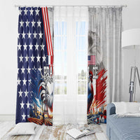 French-American Heritage Month Window Curtain National Flags Style with Rooster and Bald Eagle - Wonder Print Shop