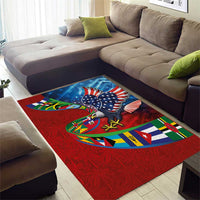 Caribbean-American Heritage Month Area Rug National Flags Ribbon Wave Style with US Flag Eagle - Wonder Print Shop