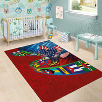 Caribbean-American Heritage Month Area Rug National Flags Ribbon Wave Style with US Flag Eagle - Wonder Print Shop
