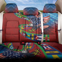 Caribbean-American Heritage Month Back Car Seat Cover National Flags Ribbon Wave Style with US Flag Eagle - Wonder Print Shop