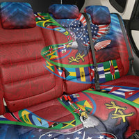 Caribbean-American Heritage Month Back Car Seat Cover National Flags Ribbon Wave Style with US Flag Eagle - Wonder Print Shop