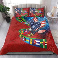 Caribbean-American Heritage Month Bedding Set National Flags Ribbon Wave Style with US Flag Eagle - Wonder Print Shop