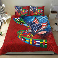 Caribbean-American Heritage Month Bedding Set National Flags Ribbon Wave Style with US Flag Eagle - Wonder Print Shop