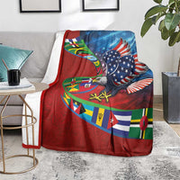 Caribbean-American Heritage Month Blanket National Flags Ribbon Wave Style with US Flag Eagle - Wonder Print Shop