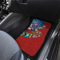 Caribbean-American Heritage Month Car Mats National Flags Ribbon Wave Style with US Flag Eagle - Wonder Print Shop
