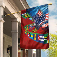 Caribbean-American Heritage Month Garden Flag National Flags Ribbon Wave Style with US Flag Eagle - Wonder Print Shop