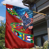 Caribbean-American Heritage Month Garden Flag National Flags Ribbon Wave Style with US Flag Eagle - Wonder Print Shop