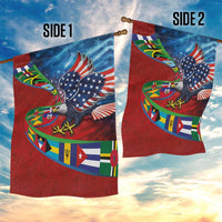 Caribbean-American Heritage Month Garden Flag National Flags Ribbon Wave Style with US Flag Eagle - Wonder Print Shop
