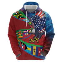 Caribbean-American Heritage Month Hoodie National Flags Ribbon Wave Style with US Flag Eagle - Wonder Print Shop