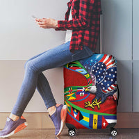 Caribbean-American Heritage Month Luggage Cover National Flags Ribbon Wave Style with US Flag Eagle - Wonder Print Shop