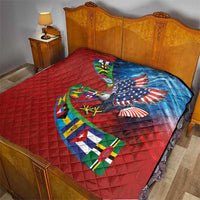 Caribbean-American Heritage Month Quilt National Flags Ribbon Wave Style with US Flag Eagle - Wonder Print Shop